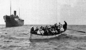 The crew are resuced by a St Julien lifeboat