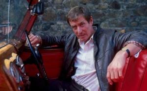 John Nettles in the Triumph Roadster on the slipway at Belcroute