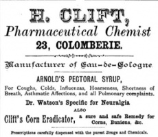 1887 advert from L'Almanach de la Gazette de Jersey