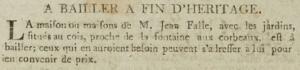 In 18703 Jean Falle advertised a house or houses 'near the Crows' Fountain' for sale in the Gazette de l'Ile de Jersey. The location of the Crows' Fountain has been lost in history