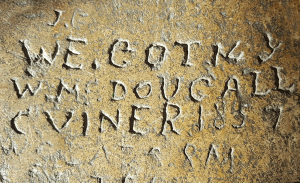 This floor stone from the prison is now in a private house