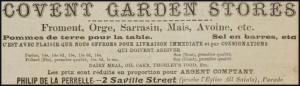 Philippe De La Perrelle's Covent Garden Stores were in Savile Street in 1914, as advertised in the Chronique de Jersey