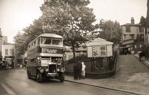 A double-decker passes through Snowhill