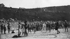 Netball on the beach at La Pulente in 1929 - Sandringham Hotel v Aberfeldy Hotel