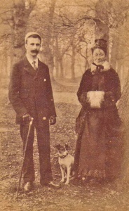 Noel de Gruchy with his mother, Ann Le Moignan, and dog Rodney in 1891