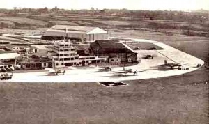 An aerial view of Jersey Airport in the early 1950s
