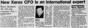 1995 newspaper report of a Romeril's US appointment. 'Barry Romeril was at First Tower School in the 1950s and was a good friend of mine', writes Jerripedia editor Mike Bisson. 'He was a couple of years older than me and went to Victoria College before me. I always wondered what became of him until I found this cutting in 2021