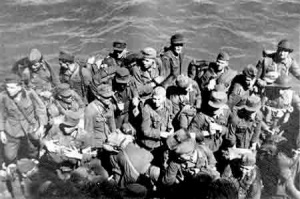 Prisoners of War in a landing craft