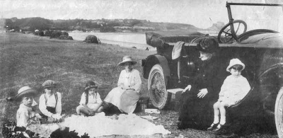 A family picnic on Grouville common in 1924. Stanley, George, Dora, Margaret, Louisa and Reg