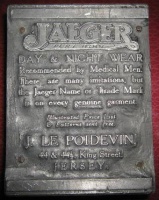 Le Poidevin advertising plate for their Jaegar outlet at 44 and 44½ King Street