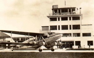 DH86 in front of the new terminal. This aircraft was later involved in a fatal crash
