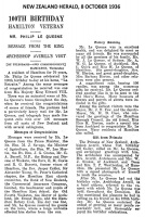 New Zealand Herald, 1936 - Philip Le Quesne's 100th birthday