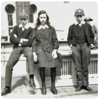 The three Bichard children on board ship