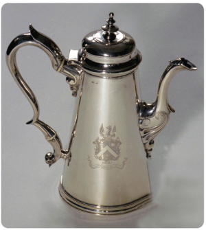 Pierre Amiraux coffee pot in the collection of La Société Jersiaise
