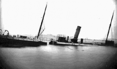ss Caledonia, on the rocks outside St Helier Harbour, in February 1881. Picture by Ernest Baudoux