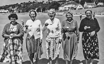 An egg-and-spoon race on the beach in the 1950s