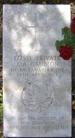 The grave of Great War casualty John Arthur Gaudion at Boulogne Eastern Cemetery