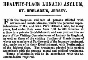 A fascinating advertisement for a private lunatic asylum in 1857