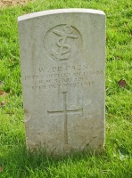 The grave of Walter Henry de Caen's son Walter Thomas, who died in the Gallipoli landings aged 15 in 1915. The graves of Walter and his father are both in Portsmouth, where the family moved