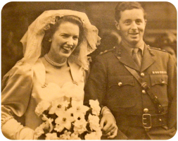 The wedding of John and Lorna Le Gallais. John lost part of his left arm to a war injury