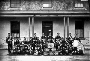 The band of the 47th Regiment Fusiliers in Jersey in 1879