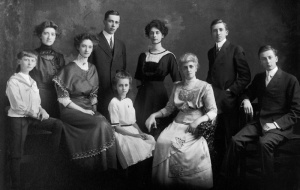 Le Dains in Canada in 1915: Harriet (1867- ), nee Bryant, and her eight children