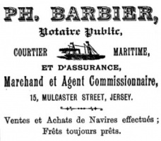 1887 advert from L'Almanach de la Gazette de Jersey