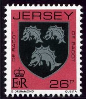 It is not clear why two stamps were issued with the de Bagot arms. This one does not appear on first day covers, but it was undoubtedly issued