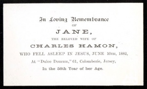 Jane Hamon remembrance card