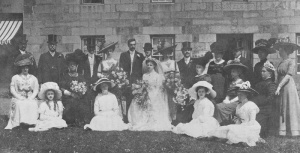 The 1911 wedding of William Benest and Mary Nicolle. The picture was taken at China Quarry Farm, St Lawrence