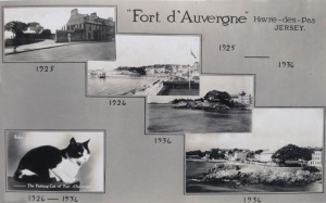 The front of the card showing the development of the hotel