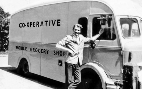 Co-op vans used to travel the island ...