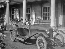 The Langlois family in their car at Sion Hall