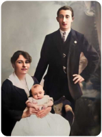 Charles and Janet Dumond, nee Fosse, and baby Charles in 1921