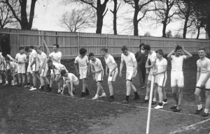 Start of a sports day race on College Field in the 1950s