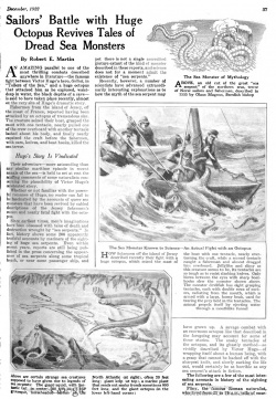 A report of an attack on a Jersey fishing boat by a giant octopus in 1922