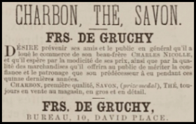 1880 advert of Francois de Gruchy`s business in the Chronique de Jersey
