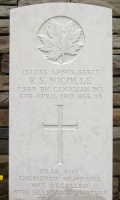 The grave of Great War casualty Reginald Sydney Nicolle Canadian Cemetery No 2 Neuville St Vaast