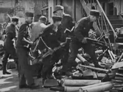 German guns in a pile ready for disposal