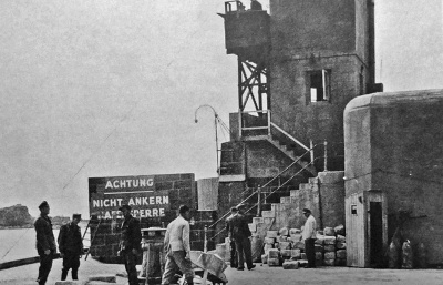 German prisoners removing a defence installation on the Albert Pier
