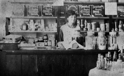 Mabel Skingle in the Kensington Place shop in the early 1930s