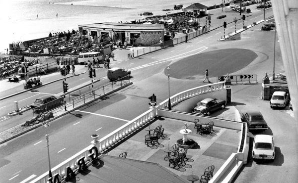 In 1970 the roundabout which previously organised traffic at the junction of the Esplanade and Victoria Avenue, has been removed, with traffic lights installed in its place