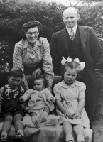Edmund Philippe Le Clercq (1916-1995) and his wife Emilienne Simonne Louise, nee Mauger (1920-2016) with their three children. Emilienne was born in Manche, Normandy, the daughter of Gustave Mauger and Flamani Souchet