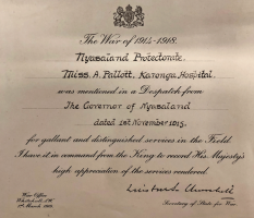 1915 Nyasaland mention in despatches, signed by Winston Churchill, Secretary of State for War