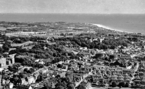 Aerial view of the town and south east of the island in 1940