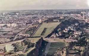 An aerial view in the 1960s, showing Glacis Field
