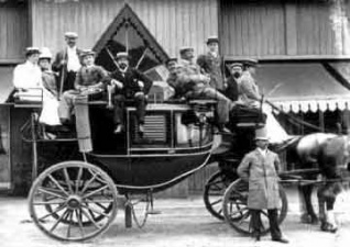 A coach outside Pooley's, Greve de Lecq in the 1880s