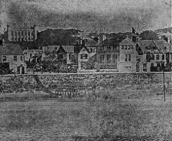 A view from the sea. The biological station is one building from the right