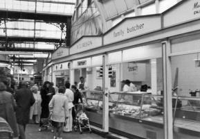 Ireson's market butcher's stall in 1978
