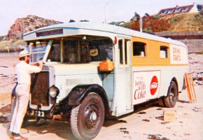 A bus served as a beach cafe in the 1960s